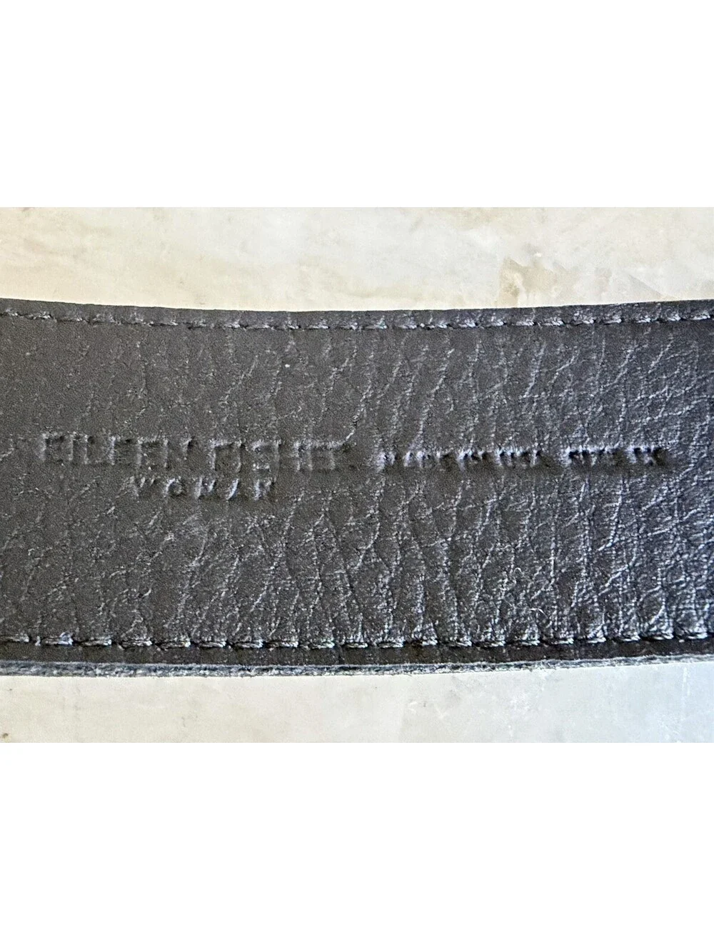 Eileen Fisher Womens Black Leather Belt Large Double O-Ring Brass Buckle Wide 1X